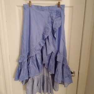 Chicwish | Blue & White Striped Ruffled Tiered High-Lo Skirt